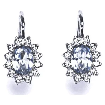 Náušnice Stříbrné náušnice Kate akvamarin - NK1480 (Stříbrné náušnice Kate se zirkonem 7 x 5 mm)