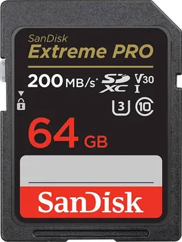 Paměťová karta SanDisk Extreme PRO SDXC 64 GB 200 MB/s Class 10 UHS-I U3 (SDSDXXU-064G-GN4IN)