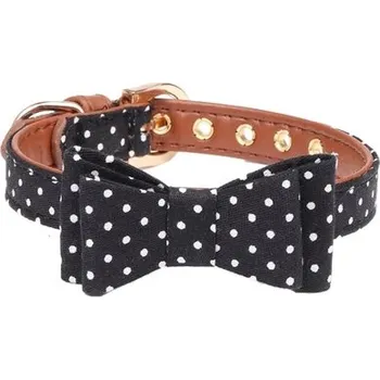 Obojek pro psa Kožený obojek pro psy a kočky s mašličkou - Černý límec,M