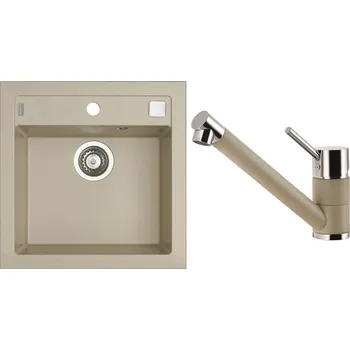 Granitový dřez Alveus Set Formic 20 Granitový dřez bez odkapu 520x510 mm + baterie Cleo 02, pebble SETA20059