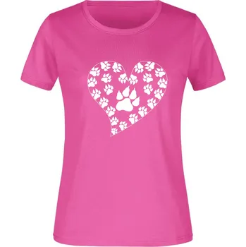 Dámské tričko TUKAN AGENCY Dámské tričko Psí tlapičky Srdce Barva: Růžová, Velikost: M