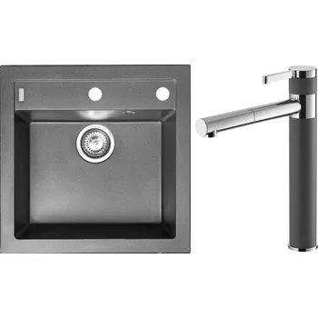 Alveus Set Formic 20 Granitový dřez bez odkapu 520x510 mm + baterie Zina 04, steel, SETA432