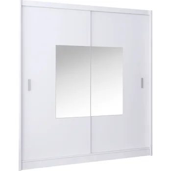 Šatní skříň Tempo Kondela Skříň s posuvnými dveřmi, bílá, 203x215, MADRYT