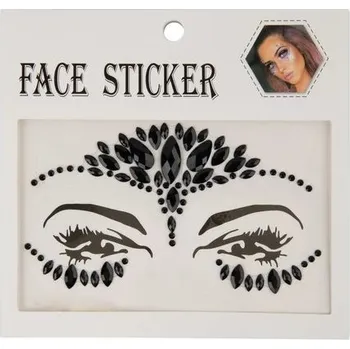 Karnevalový doplněk Samolepicí kamínky na obličej černé