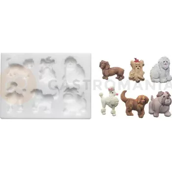 Kuchyňská sůl Silikonová forma na cukrovou hmotu ve tvaru psů - SLK319, 24x28 mm | SILIKOMART, SugarFlex