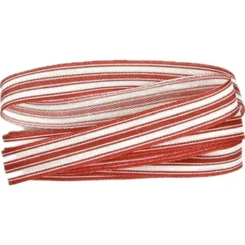 Stuha Stuha pruhovaná LINIE RED červená 15mm x 2m (7,50 Kč/m) (Stuha pruhy červené, tkaná, jednostranný potisk, s vetkaným vlascem)