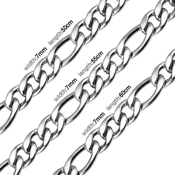 Řetízek Ocelový luxusní unisex řetízek - 7mm Figaro stříbrná,55cm