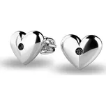 Dámské náušnice žluté zlato 585/1000 srdíčka s černé zirkony kameny 140019-B-ZIR-Black