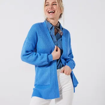 Dámský svetr Kardigan bez zapínání modrá 46/48