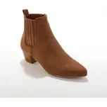 Kotníkové kozačky s pruženkou a zipem, na podpatku karamelová 37