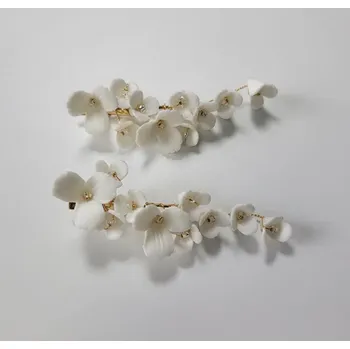 Souprava šperků B-TOP Set 2 ks pinetek/ spony do vlasů s keramickými květy Druh barvy: Zlatá