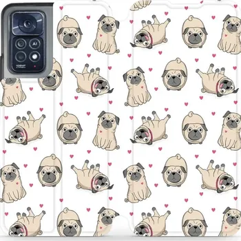 Pouzdro na mobilní telefon Flipové pouzdro Mobiwear - Xiaomi Note 12 Pro 4G - M097P Mopsíci (Knížkové flip pouzdro, obal, kryt na mobil Xiaomi Note 12 Pro 4G - M097P Mopsíci, materiál Umělá kůže + TPU - ochrana 360°, stojánek, silikonová vanička, magnetické zavírání)