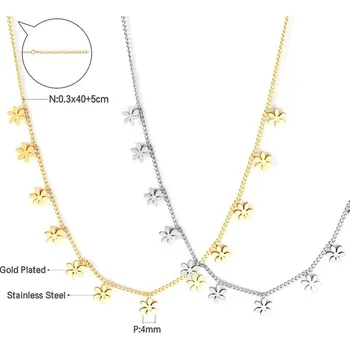 Náhrdelník Elegantní náhrdelník z chirurgické oceli - květina 01,Zlatá