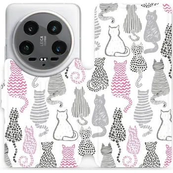 Pouzdro na mobilní telefon Flipové pouzdro Mobiwear - Xiaomi 14 Ultra 5G - MX01S Kočičí zádíčka (Knížkové flip pouzdro, obal, kryt na mobil Xiaomi 14 Ultra 5G - MX01S Kočičí zádíčka, materiál Umělá kůže + TPU - ochrana 360°, stojánek, silikonová vanička, magnetické zavírání)