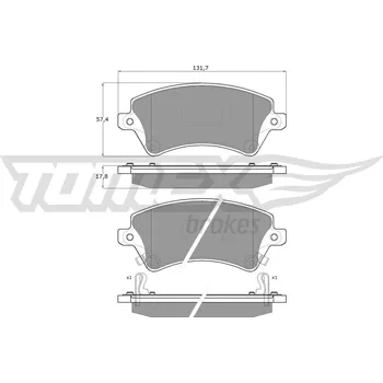 Brzdová destička Sada brzdových destiček, kotoučová brzda TOMEX Brakes 13-74