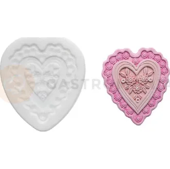 Kuchyňská sůl Silikonová forma na cukrovou hmotu ve tvaru květinového srdce - SLK330, 61x54 mm | SILIKOMART, SugarFlex