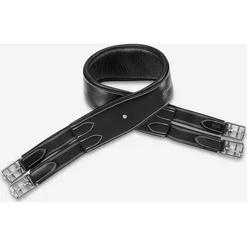 Podbřišník FOUGANZA Kožený podbřišník pro koně a poníky Romeo černý 145 CM ČERNÁ