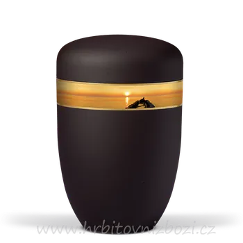 Smuteční dekorace Ocelová urna černá západ slunce