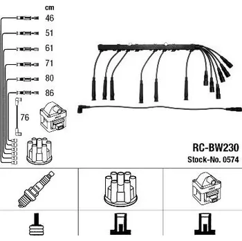 Zapalovací kabel Sada kabelů pro zapalování NGK RC-BW230