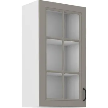 Kuchyňská skříňka LEMPERT Horní skříňka prosklená STELLA 44 (40 / 90 cm) claygrey / bílá