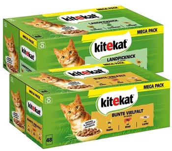 Krmivo pro kočku Kitekat Adult kapsička pestrý výběr v omáčce Chicken/Beef/Salmon 96x 85 g