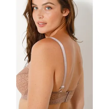 Podprsenka Přiléhavá stahující podprsenka z grafické krajky, s kosticemi. měděná 80B