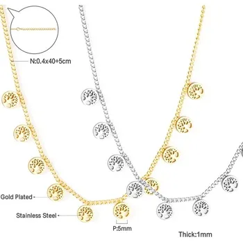 Náhrdelník Elegantní náhrdelník z chirurgické oceli - strom 01,Zlatá