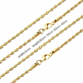 Náhrdelník Luxusní točitý náhrdelník - 3mm zlatá,50cm