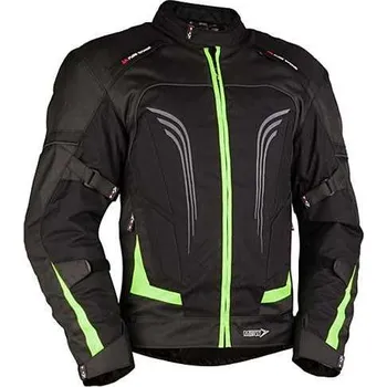 Moto bunda Moto bunda MBW Candela, textilní DOPRAVA ZDARMA (Krátká bunda na motocykl se svítivě-zelenými prvky )