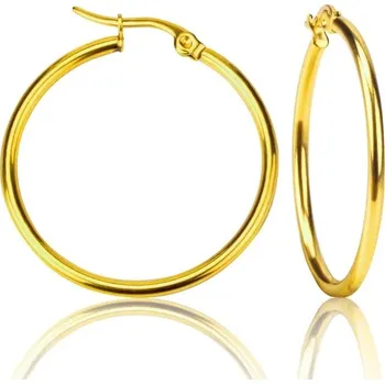 Náušnice Kruhové nerezové kruhové naušnice - Zlatá,30mm