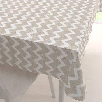 ubrus Velký dekorační obdélníkový ubrus Porto PRT-006 Režný cik-cak 160x200 cm