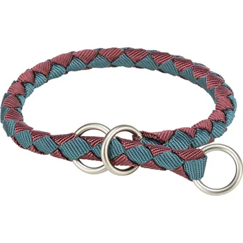 Obojek pro psa Obojek CAVO kulatý polostahovací, S-M: 35-41 cm/ø 12 mm, sangria/petrolejová