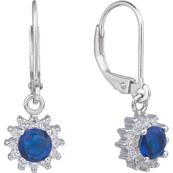Náušnice Bealio BEALIO Stříbrné náušnice VISACÍ safír 03-11240-2509