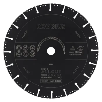 Řezný kotouč RHODIUS Diamantový řezný kotouč DG210 ALLCUT 300 x 3,0 x 3,1 x 25,40* TOPline