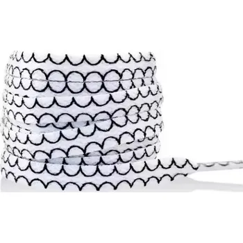 Tkaničky do bot Široké tkaničky s potiskem vlnek, jeden pár - Bílé, 120 cm