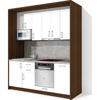 Kuchyňská linka Nabytekmorava Kuchyňská linka KL11 ke sklápěcí posteli barva lamina: ořech / bílé dveře lesk