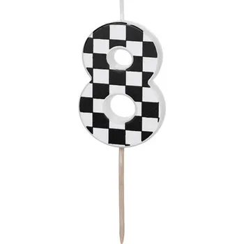 Dortová svíčka Svíčka na dort č. 8, kostkovaná vlajka, 5,5 cm