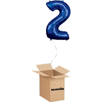 Party dekorace HeliumKing Balónový box - Narodeninové číslo 2 modré 86 cm