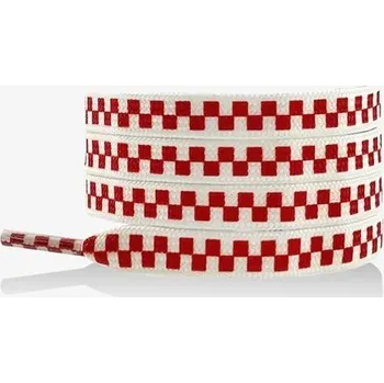 Tkaničky do bot Široké tkaničky s šachovnicovým potiskem, jeden pár - Červené, 120 cm