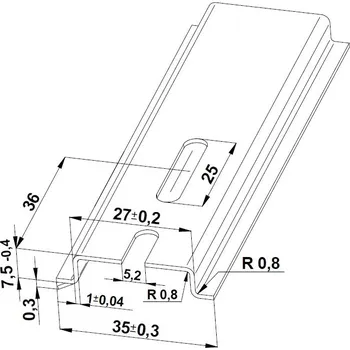 Rozvaděč ELEKTRO BEČOV Lišta TH 35x7,5/1000mm perforovaná E151114
