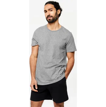 Pánské tričko DOMYOS Pánské fitness tričko 100 Sportee XL ŠEDÁ