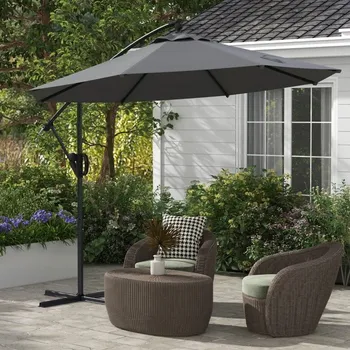 Stínicí technika Zahradní slunečník s boční nohou a klikou Ø293 cm | šedý