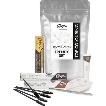 Kosmetická sada Thuya Professional Line Top Coloring Set - Barva na řasy a obočí 2x 14 ml + kysličník v krému 14 ml + štětec na barvu 1 ks + paletka na barvení 1 ks + regenerační krém 15 ml + 5 ks kartáčků Dárková sada