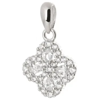 Šperk Stříbrný přívěšek čtyřlístek se zirkony STRZ1085F