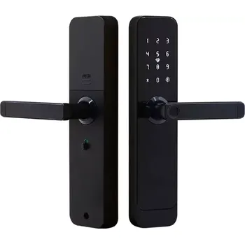 Dveřní kování Elektronické kování SMART TTLock W92 černá povrchová úprava, pro levé i pravé dveře, s krytkou vložky, rozteč 92mm