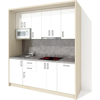 Kuchyňská linka Nabytekmorava Kuchyňská linka KL12 ke sklápěcí posteli barva lamina: akát / bílé dveře lesk