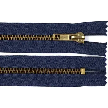 Zip Zdrhovadlo zip staromosazný 75cm dělitelný 6mm tm. modrá