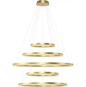 Moderní lustr Halo Pendant 150+120+100+80+60 Cct zlatá s dálkovým ovládáním