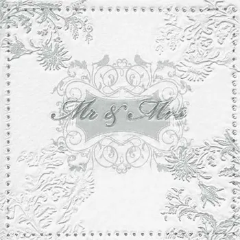 Paper design 33x33cm, 3V - bílo - stříbrné - Mr a Mrs. - 16 ks