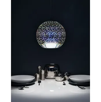 Osvětlení Závěsná lampa stříbrné sklo s kulovým stínidlem 3D efekt ohňostroje skandinávský styl pro obývací pokoj jídelna Beliani